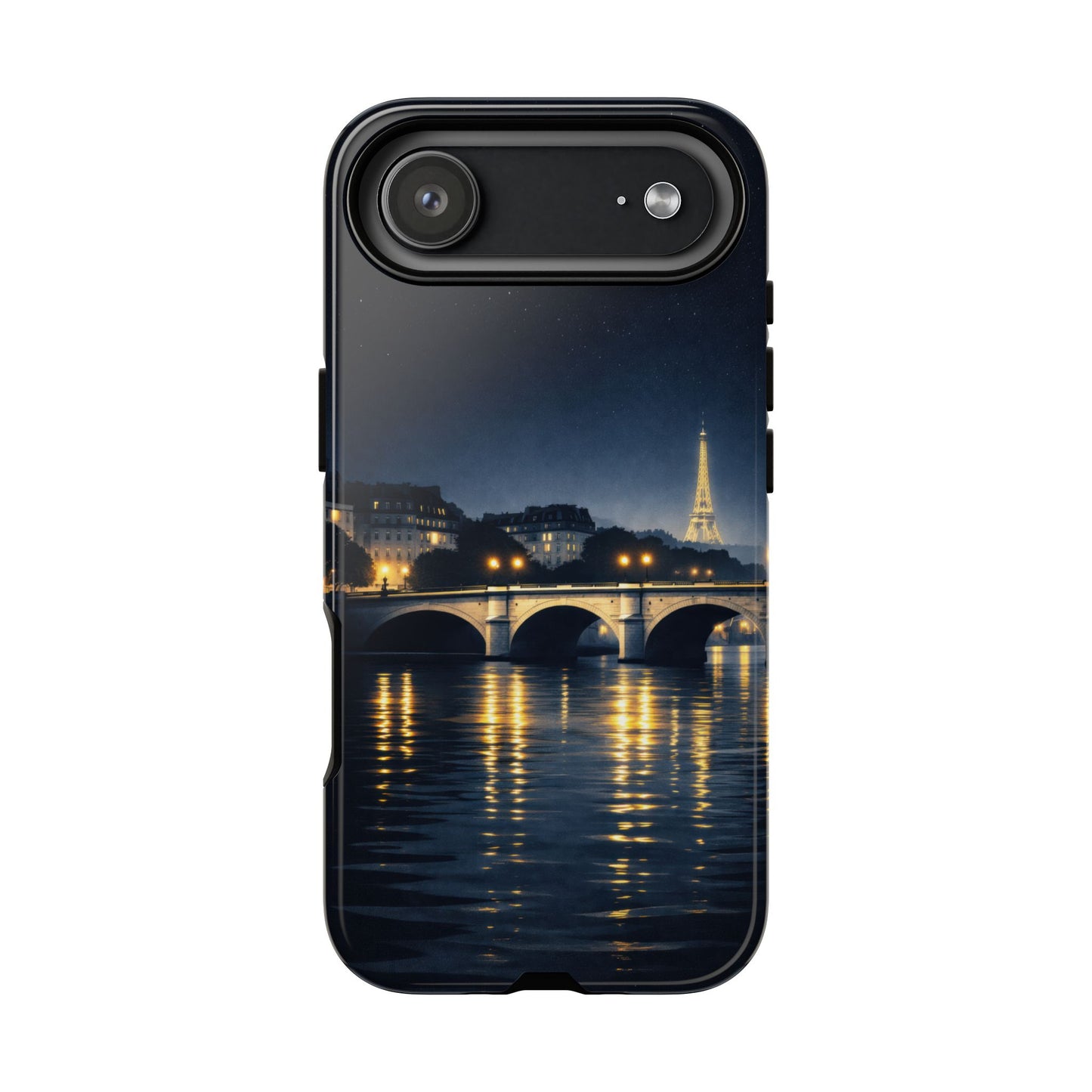 Paris Night Skyline Tough Phone Case — Eiffel Tower Reflections