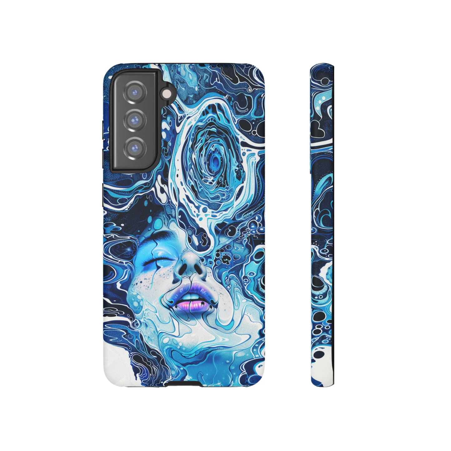Phone Case, whimsical water fantasy design, blue woman in water, Artistic design, Tough Case, , iPhone 15, 14, 13, 12, 11, Samsung, Pixel