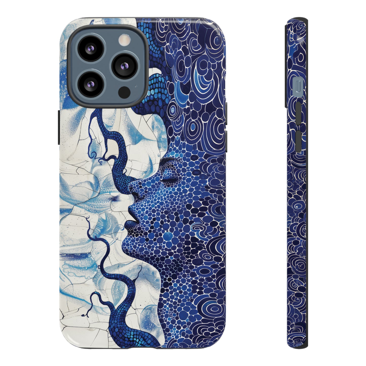 Phone Case, blue woman Artistic design, Tough Case, Colorful whimsical fantasy design, iPhone 15, 14, 13, 12, 11, Samsung, Pixel