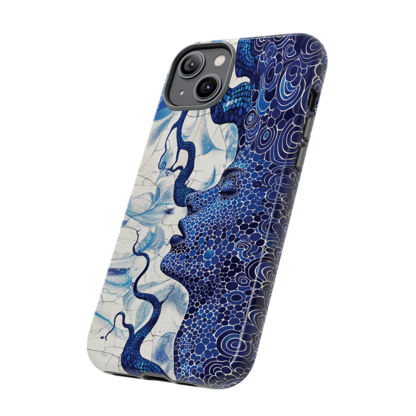 Phone Case, blue woman Artistic design, Tough Case, Colorful whimsical fantasy design, iPhone 15, 14, 13, 12, 11, Samsung, Pixel