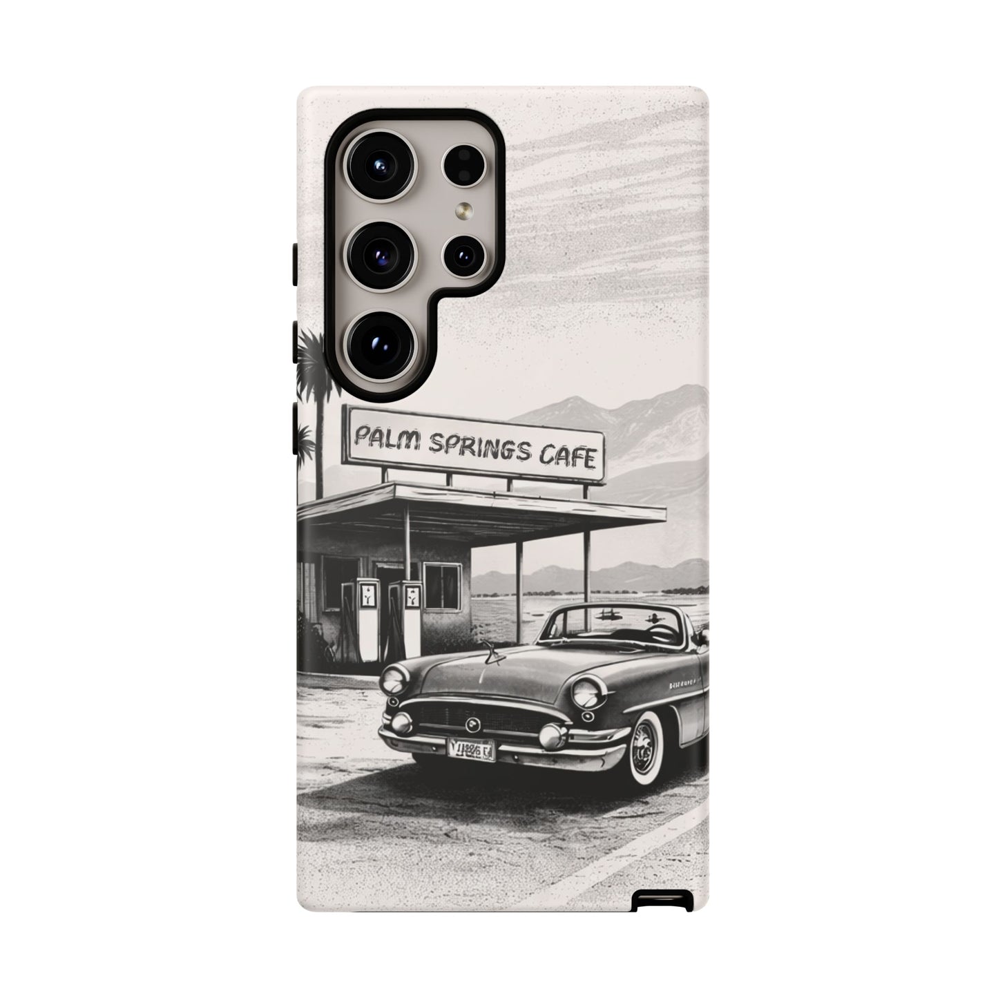 Vintage Palm Springs Cafe Phone Case – Retro Convertible Roadtrip Design