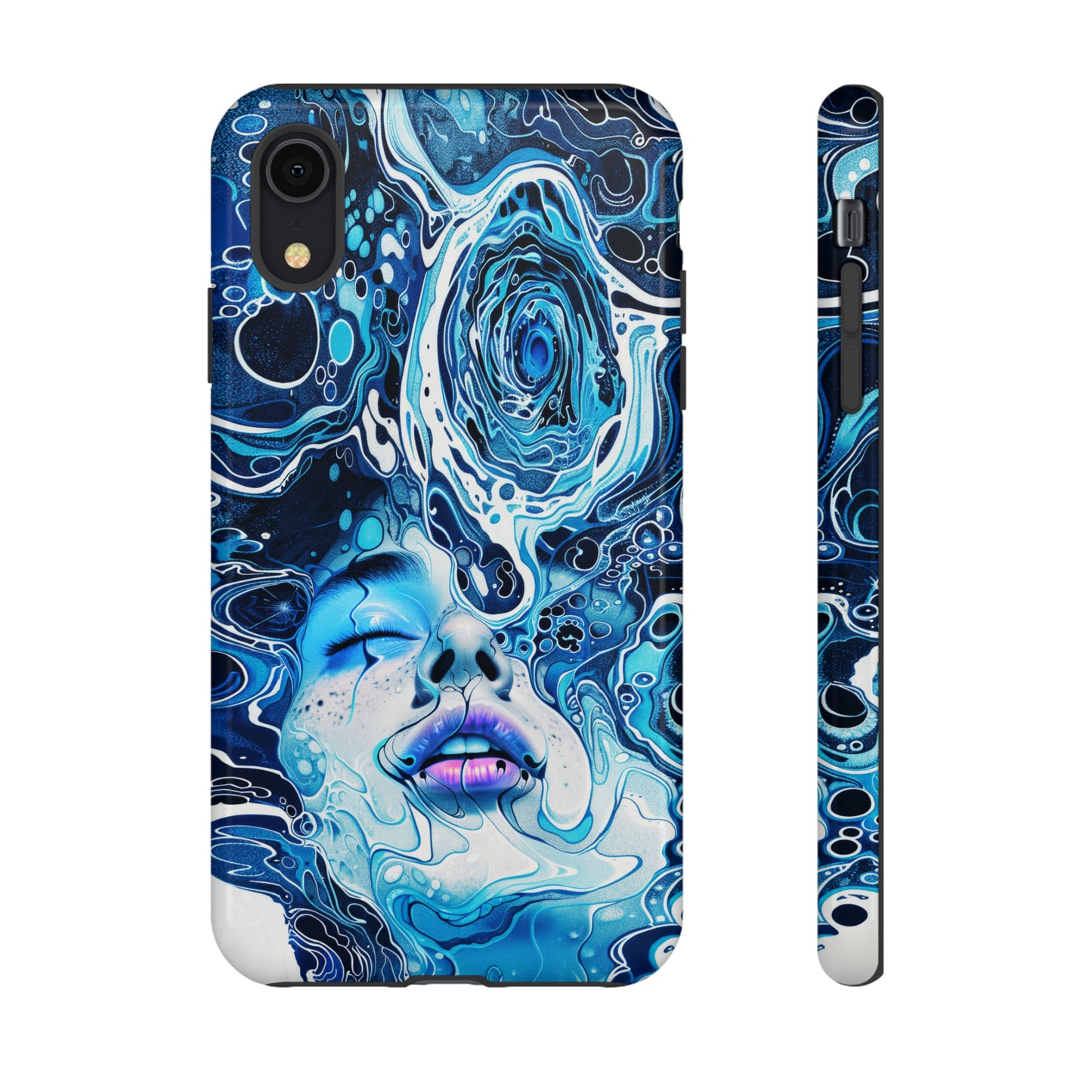 Phone Case, whimsical water fantasy design, blue woman in water, Artistic design, Tough Case, , iPhone 15, 14, 13, 12, 11, Samsung, Pixel