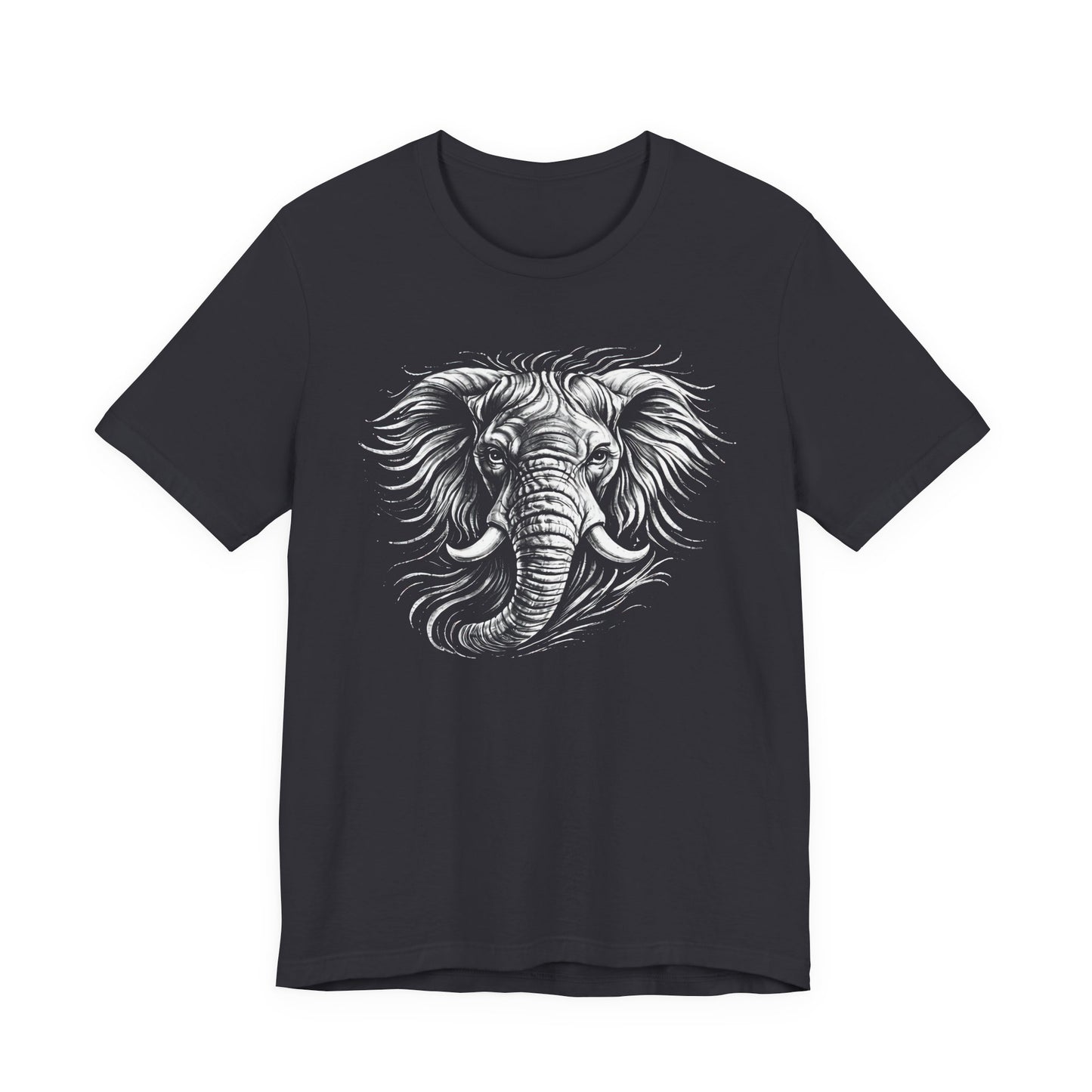 Elephant Head Graphic Tee — Detailed Monochrome in chalk drawing style Wildlife T-Shirt