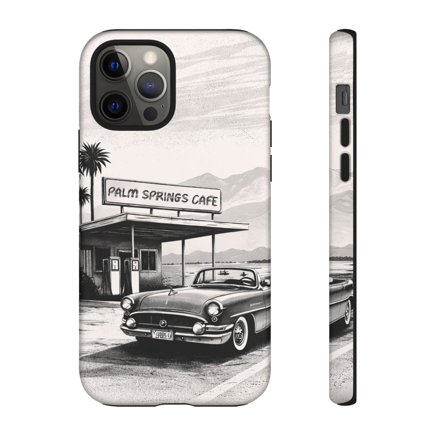 Vintage Palm Springs Cafe Phone Case – Retro Convertible Roadtrip Design
