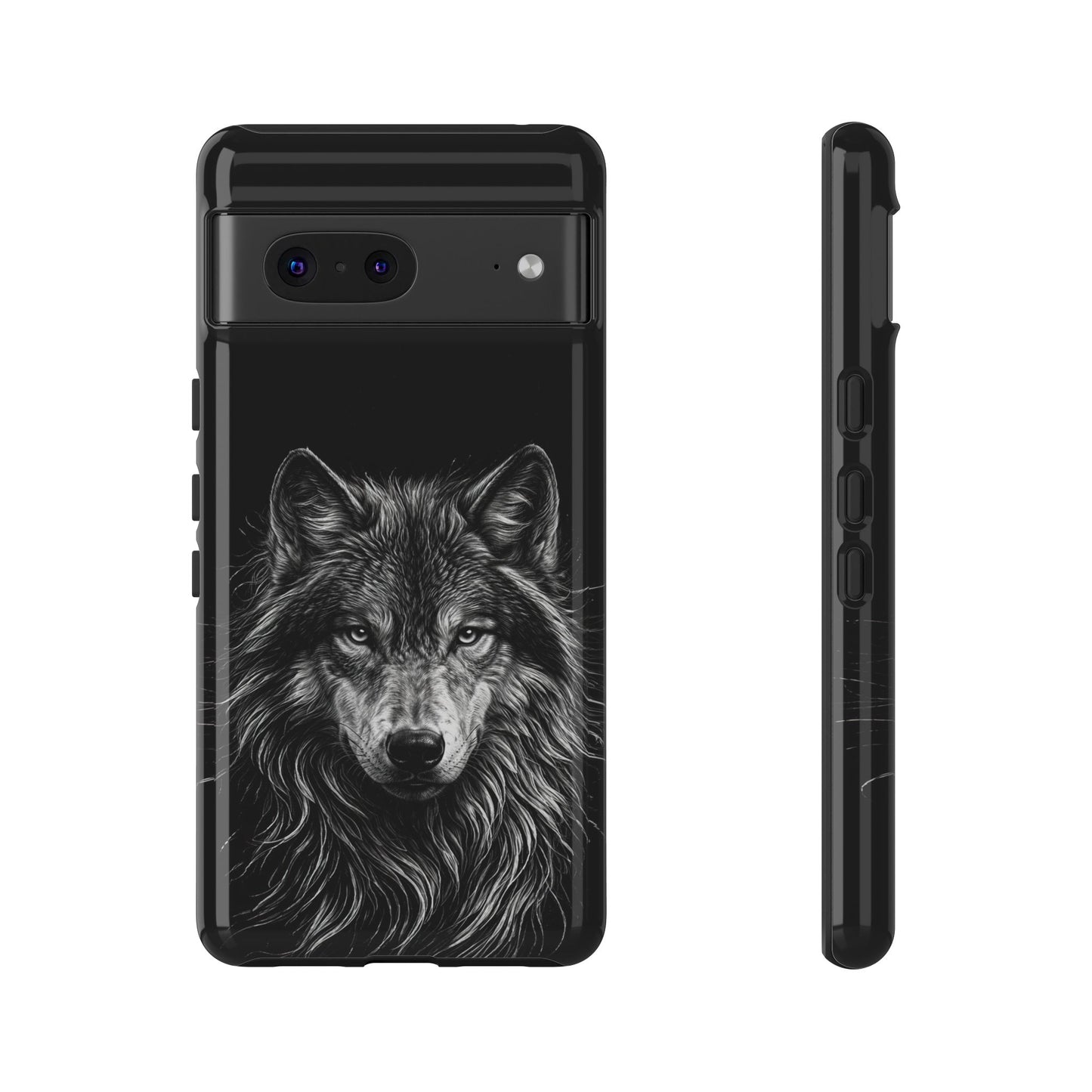Wolf drawing Phone Case - Tough and Stylish Black Design
