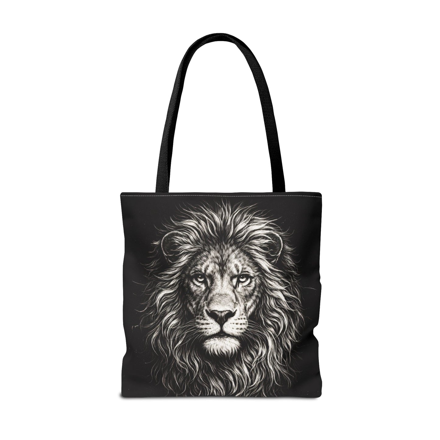Majestic Lion Drawing Tote Bag – Black Lion Portrait All-Over Print