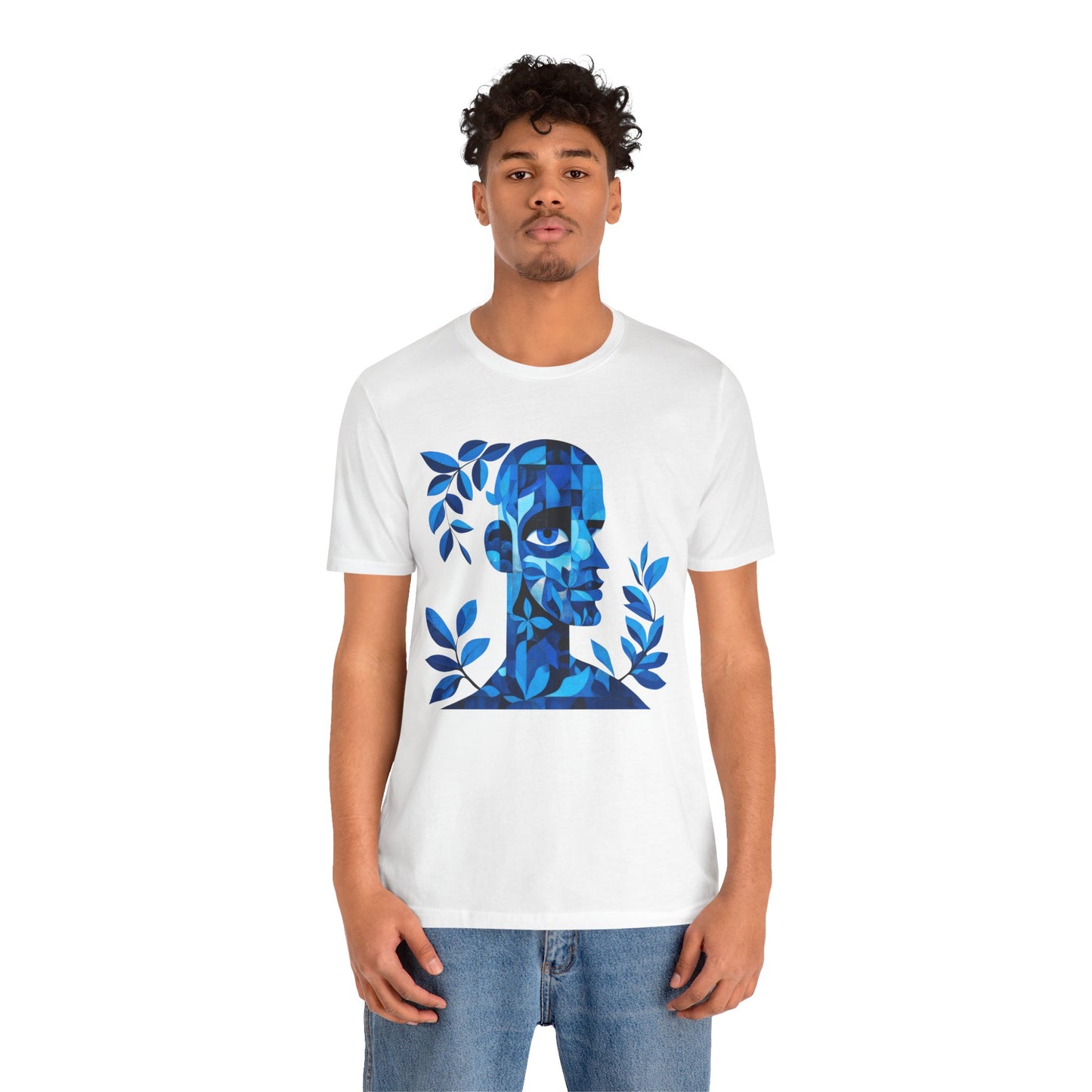 Blue Floral Art Unisex Tee, Artistic Graphic Shirt, Trendy Summer Wear, Gift for Art Lovers, Casual Everyday Style