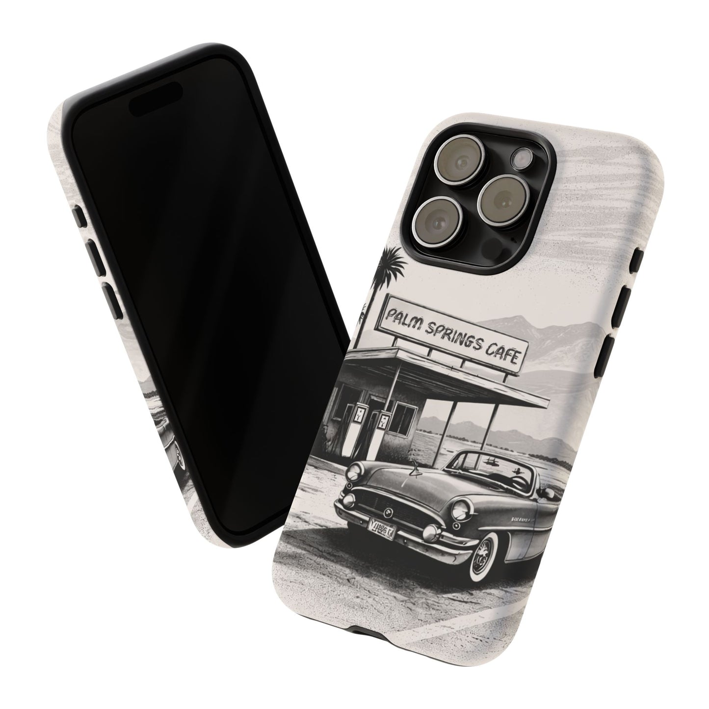 Vintage Palm Springs Cafe Phone Case – Retro Convertible Roadtrip Design