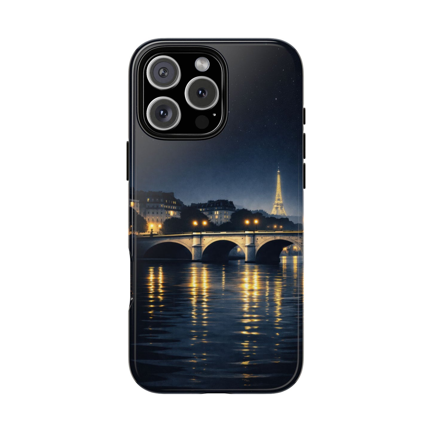 Paris Night Skyline Tough Phone Case — Eiffel Tower Reflections