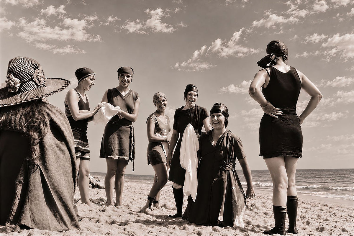 Sepia beach scene 