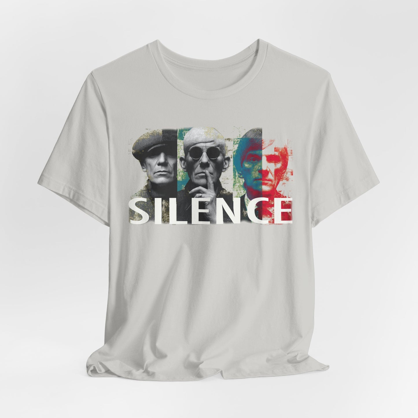 Silence Graphic Tee — Vintage Film Noir Faces T‑Shirt