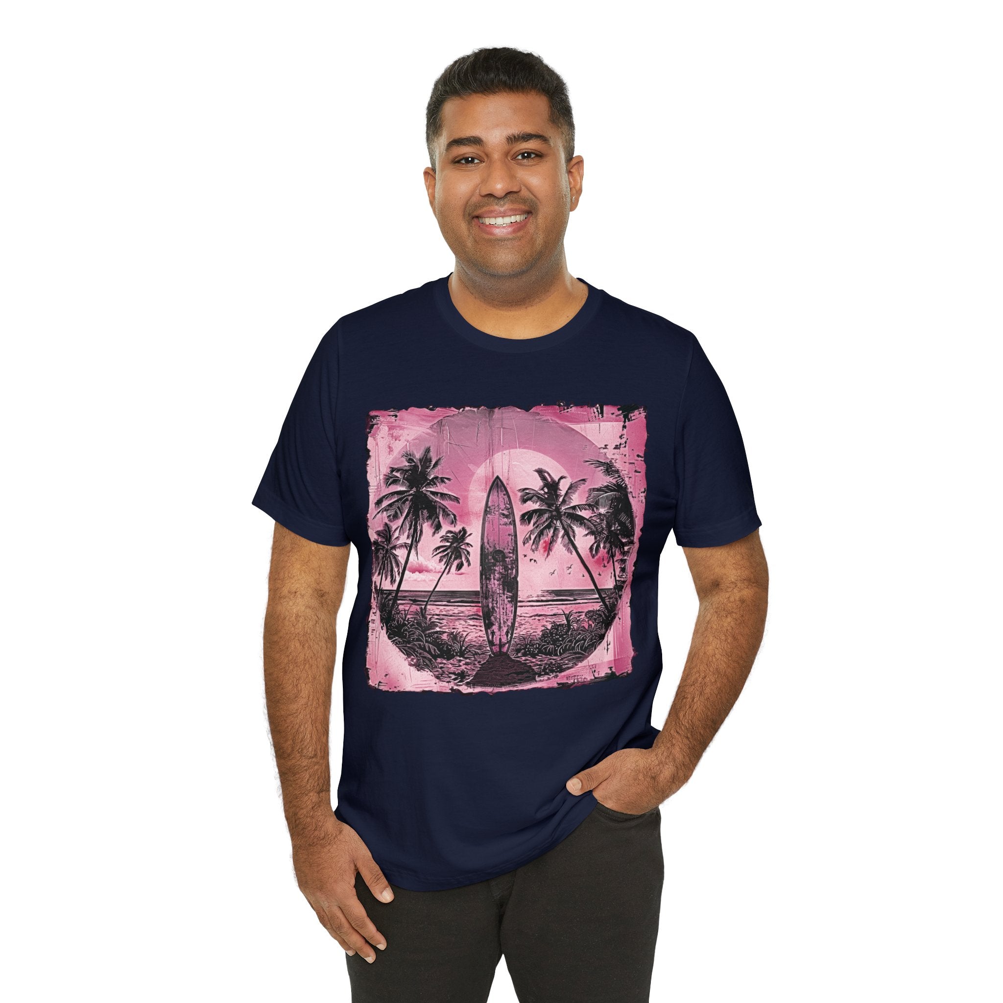Pink vintage surfboard Unisex Jersey Short Sleeve Tee