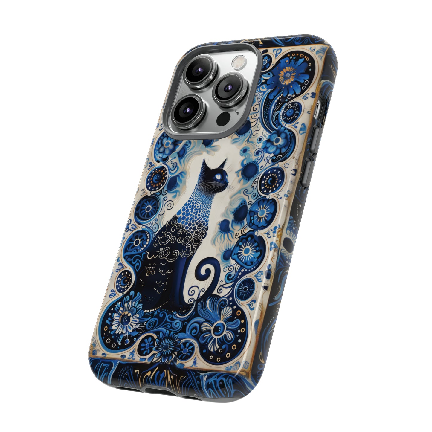 Black cat in frame Tough Cases