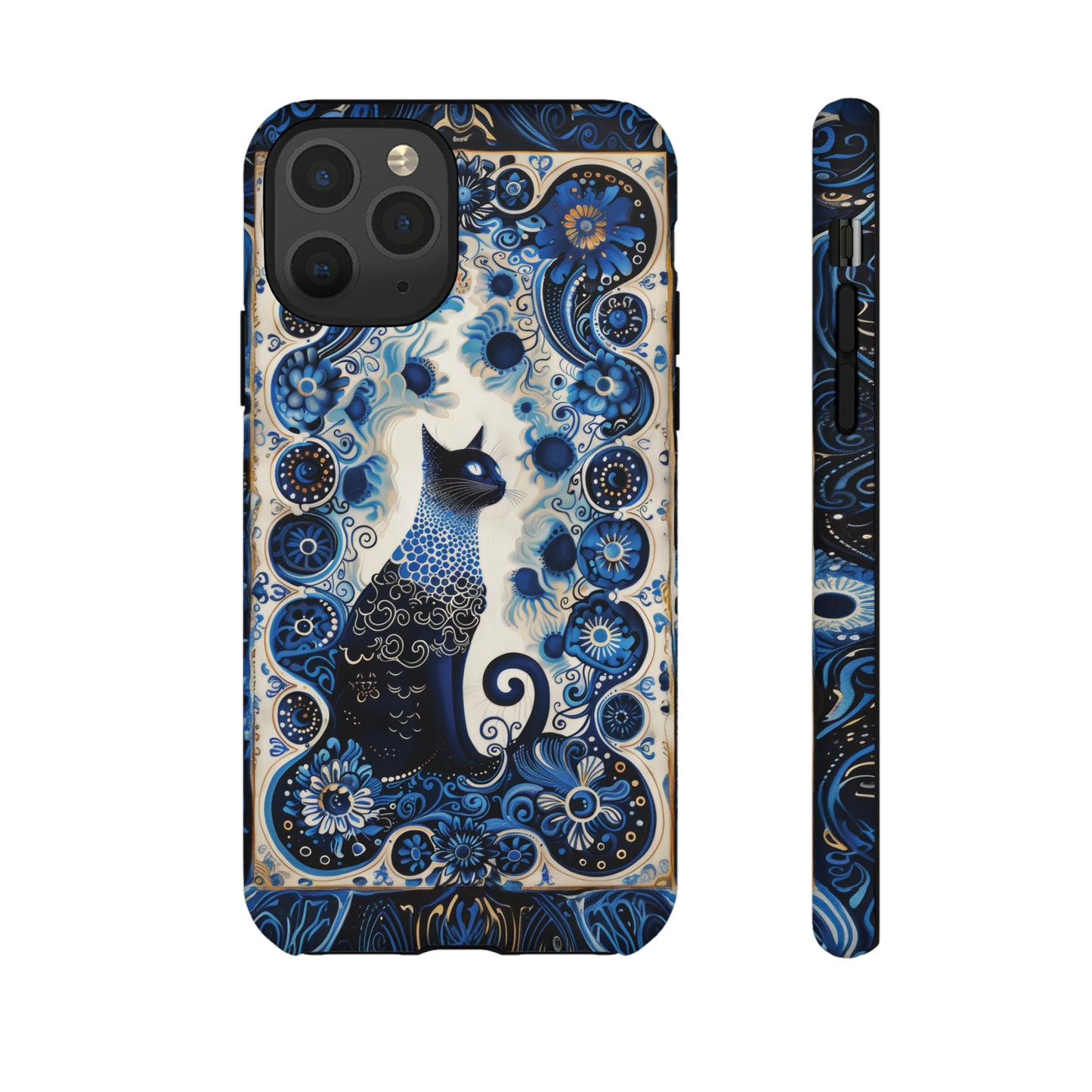 Black cat in frame Tough Cases