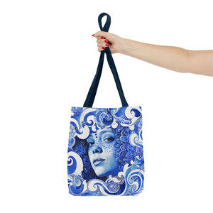 Blue Girl in swirls Tote Bag (AOP)