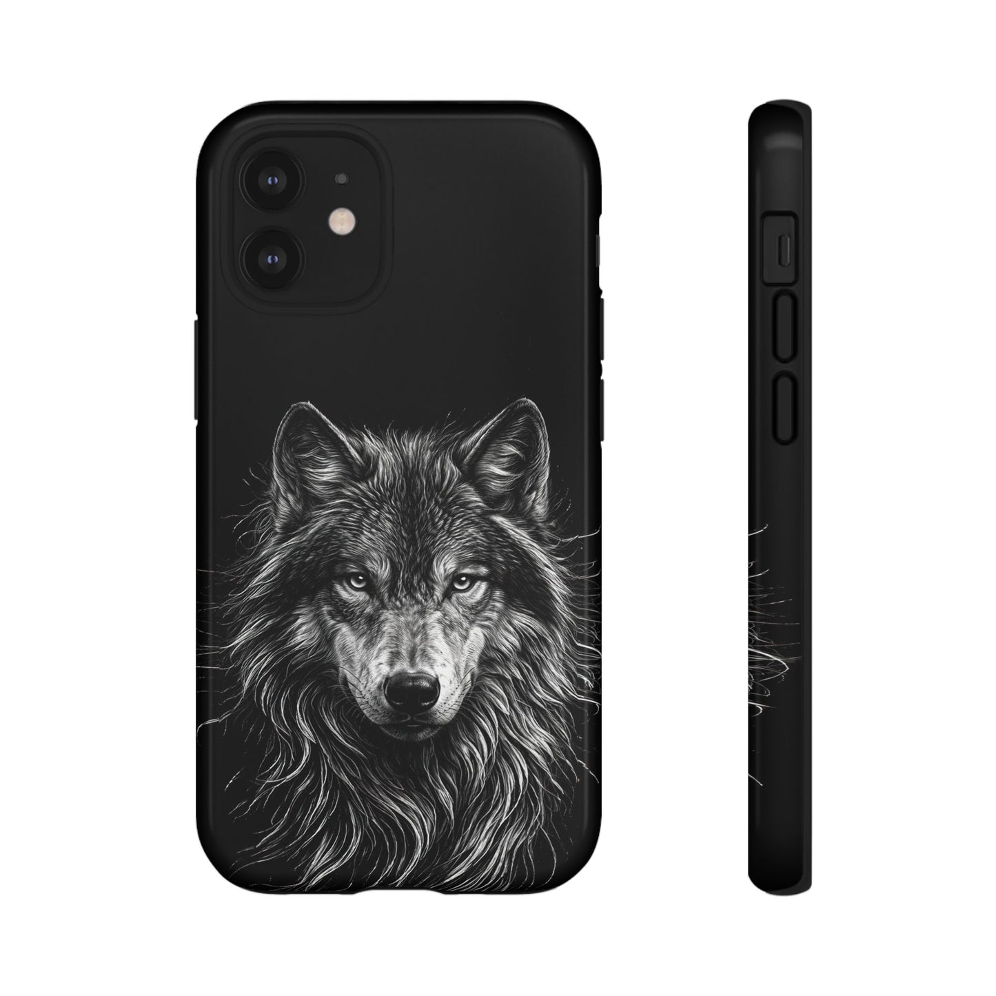 Wolf drawing Phone Case - Tough and Stylish Black Design