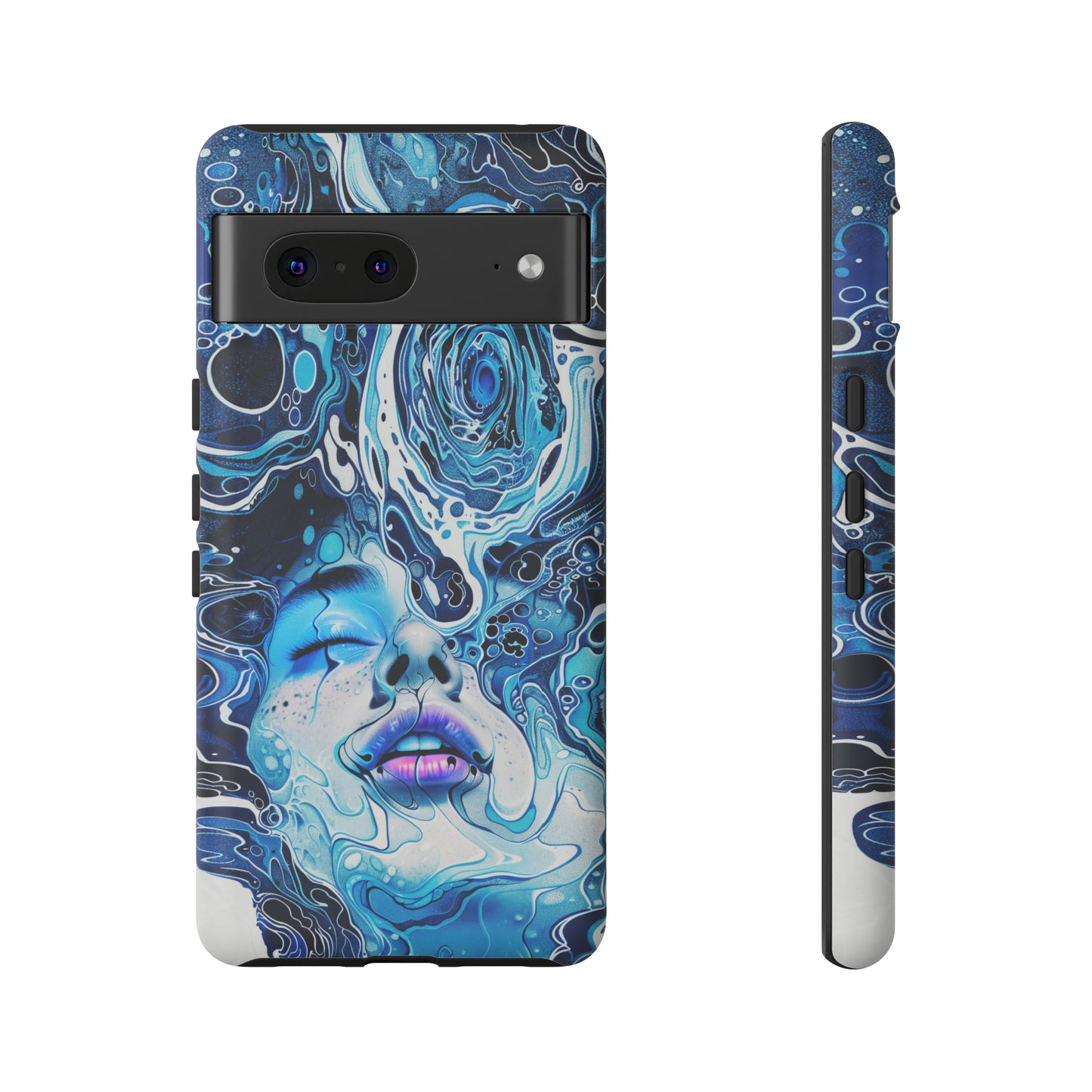 Phone Case, whimsical water fantasy design, blue woman in water, Artistic design, Tough Case, , iPhone 15, 14, 13, 12, 11, Samsung, Pixel