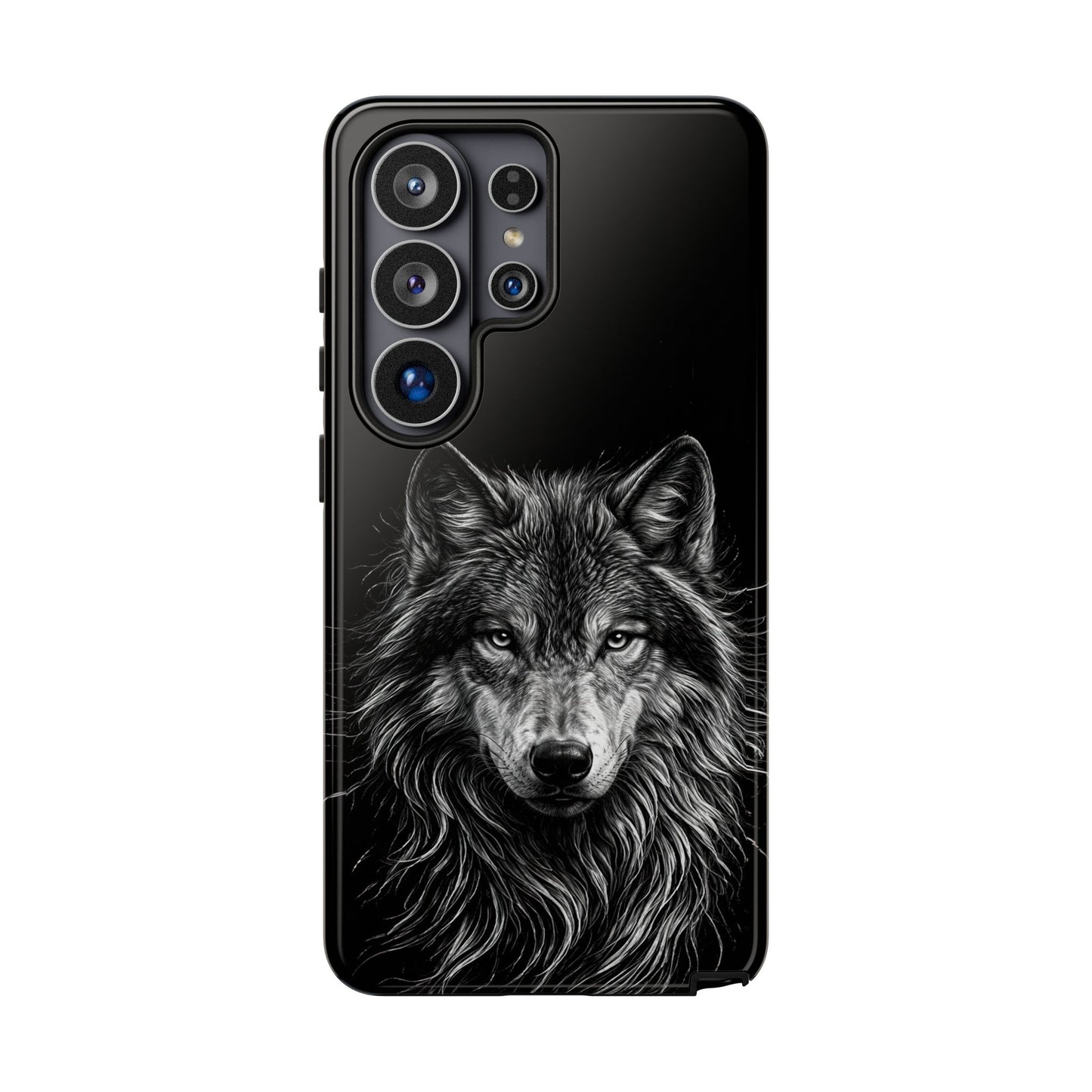 Wolf drawing Phone Case - Tough and Stylish Black Design