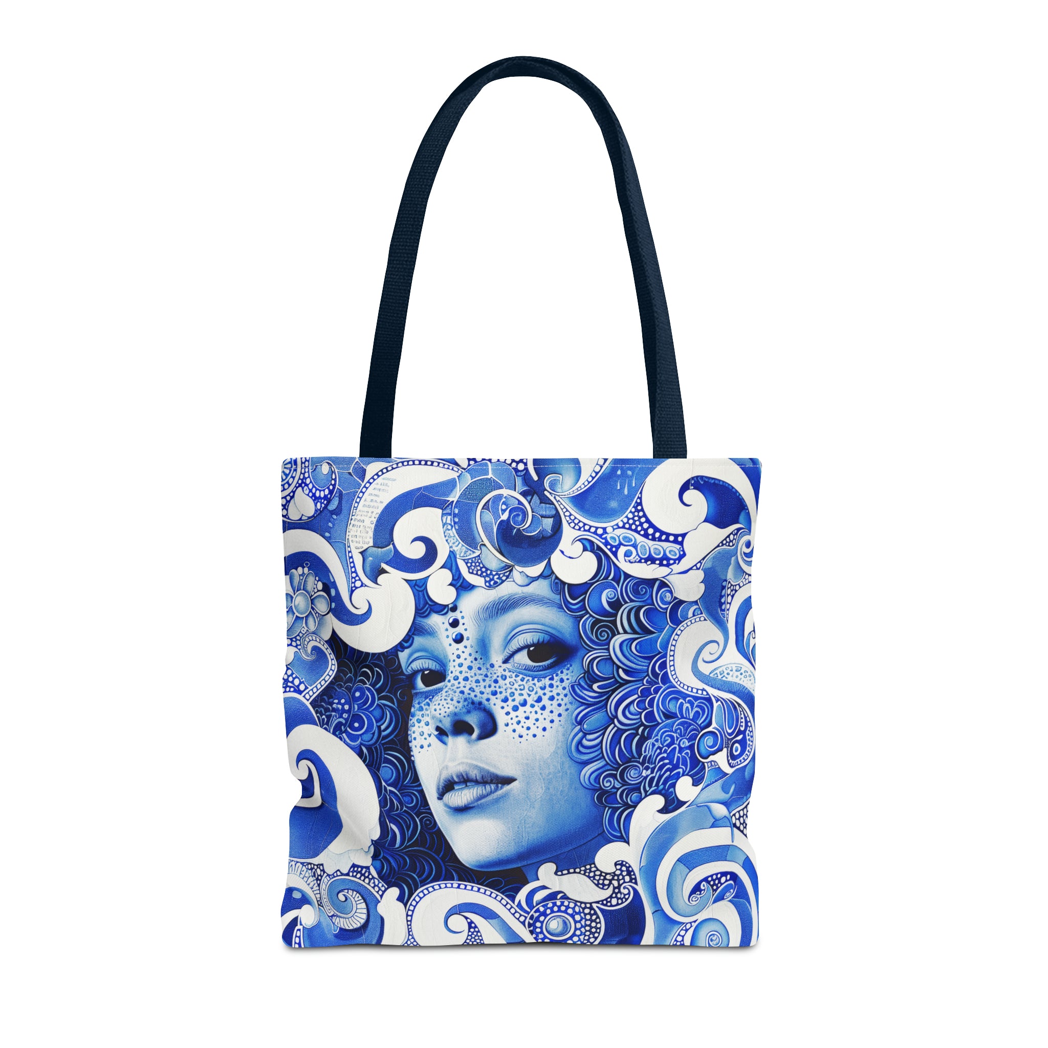 Blue Girl in swirls Tote Bag (AOP)