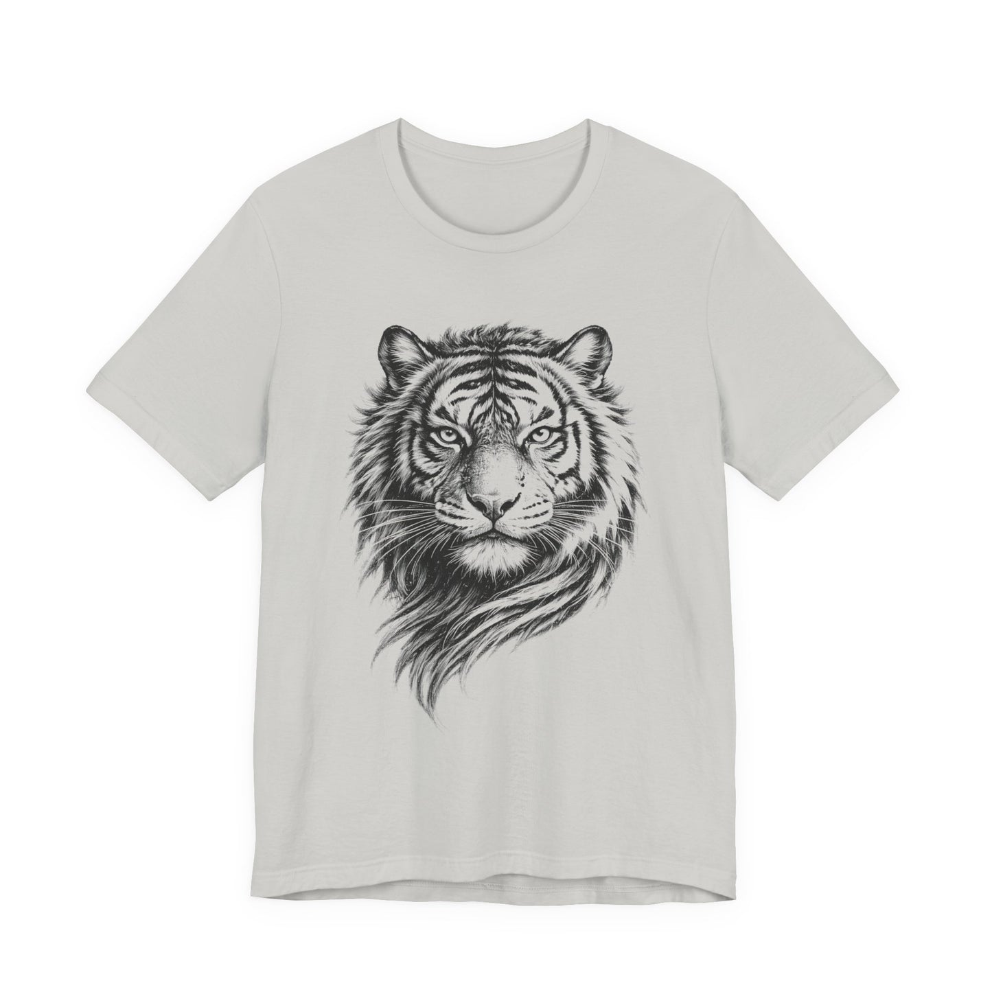 Tiger Head Sketch T-Shirt — Detailed Black & White charcoal drawing style  Wildlife Graphic Tee