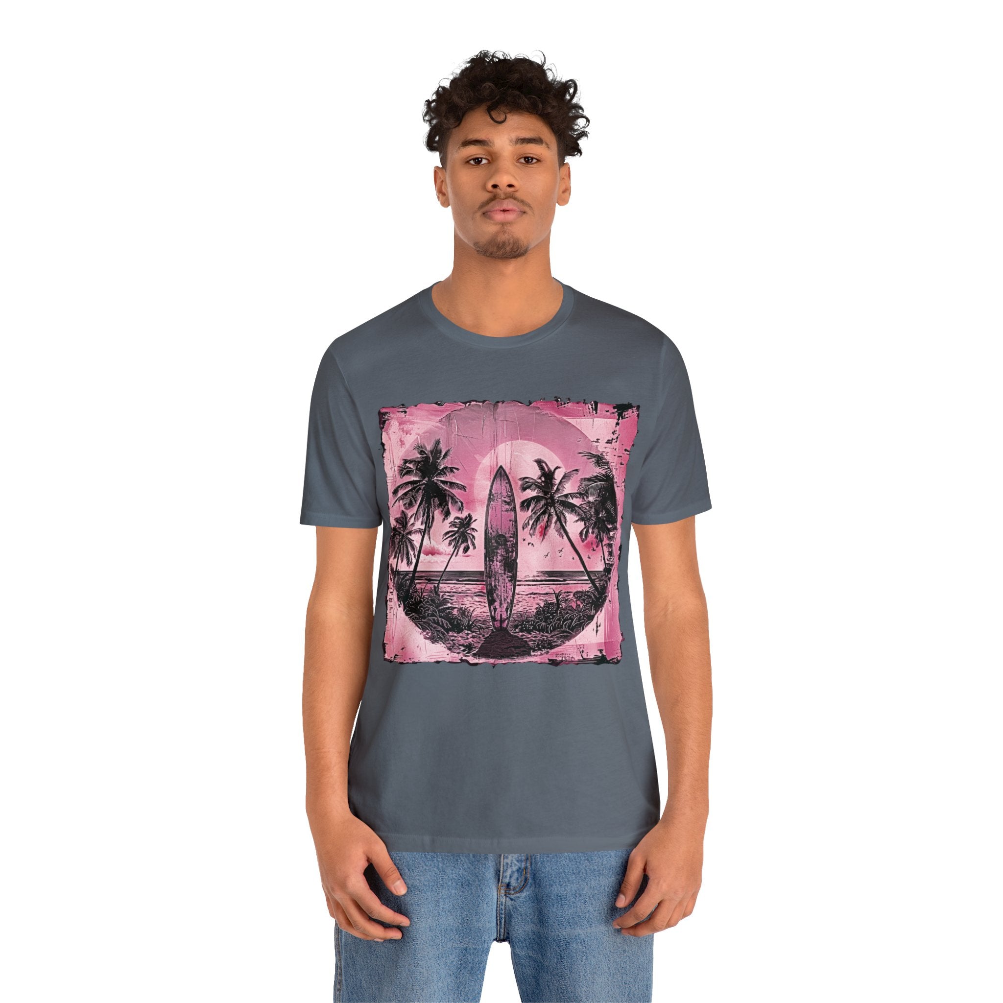 Pink vintage surfboard Unisex Jersey Short Sleeve Tee