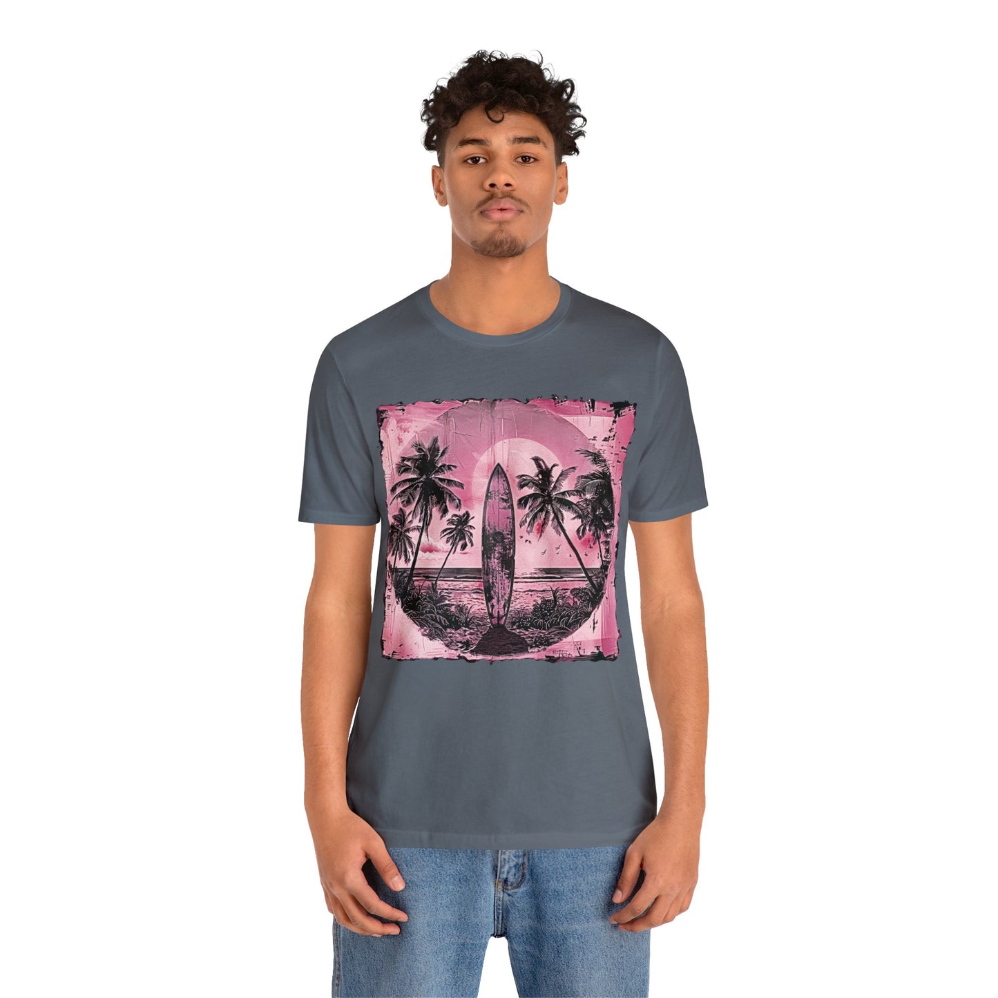 Pink vintage surfboard Unisex Jersey Short Sleeve Tee