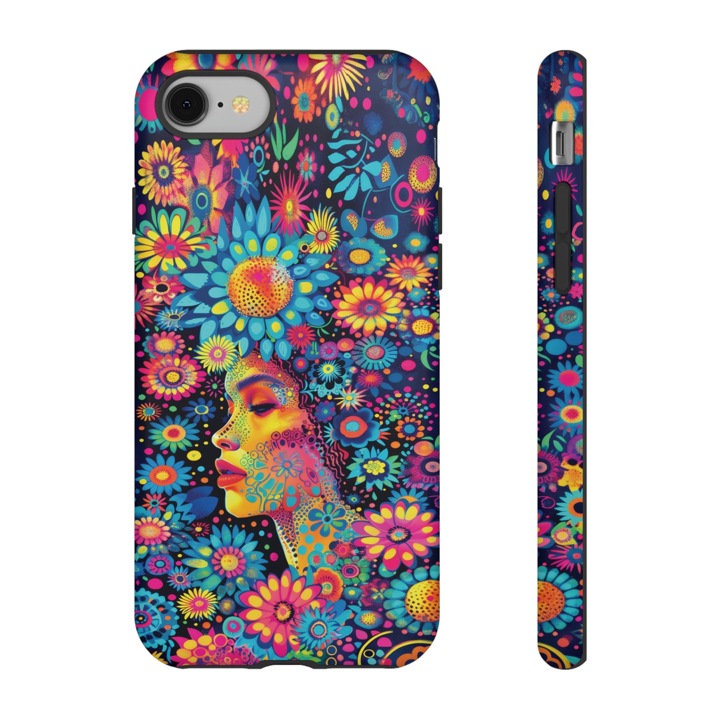 Phone Case, whimsical flower girl, Artistic design, Tough Case, Colorful flower fantasy design, iPhone 15, 14, 13, 12, 11, Samsung, Pixel