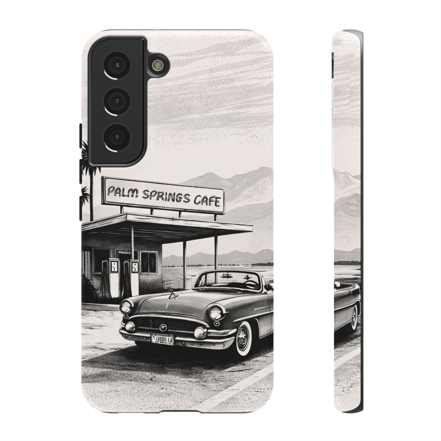Vintage Palm Springs Cafe Phone Case – Retro Convertible Roadtrip Design