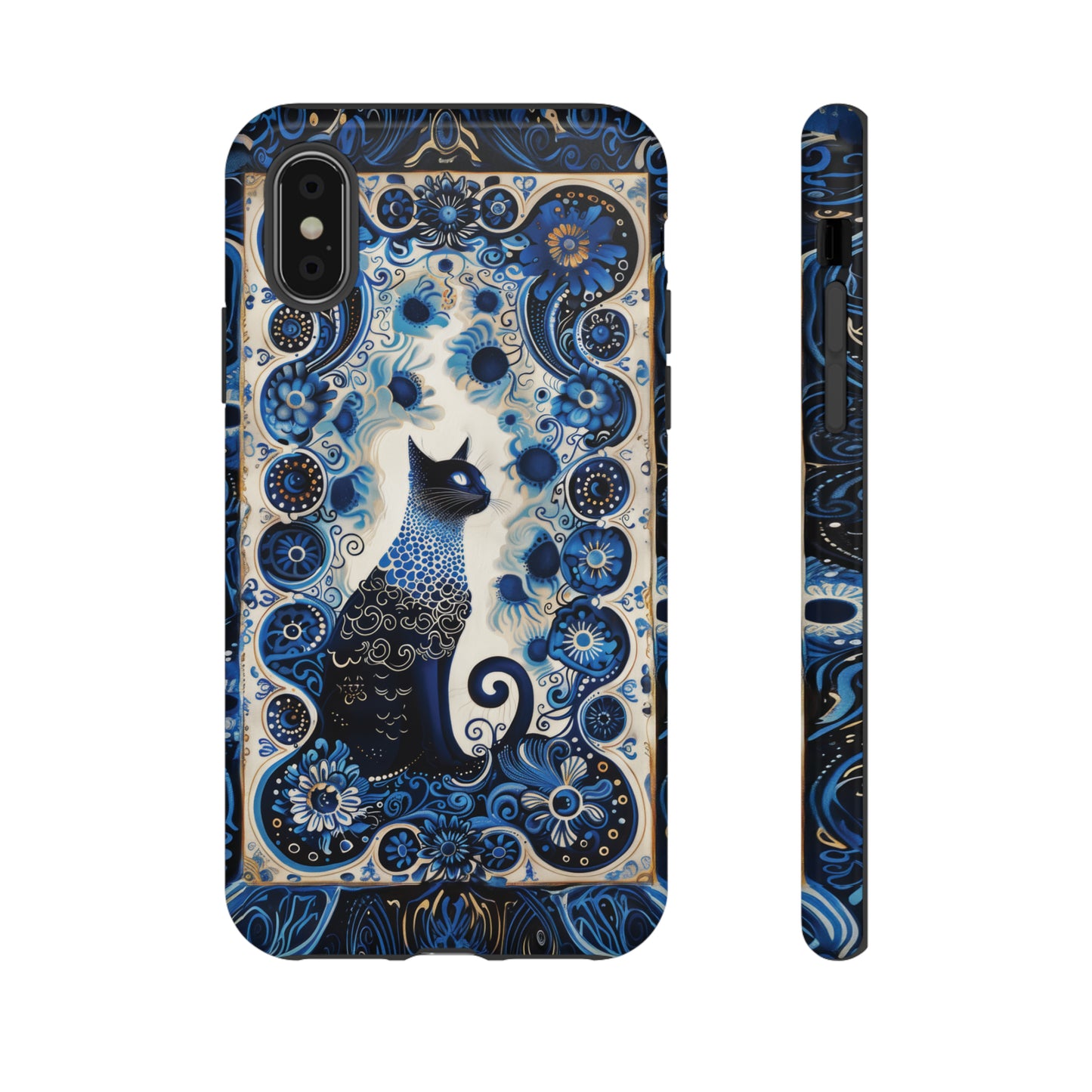 Black cat in frame Tough Cases