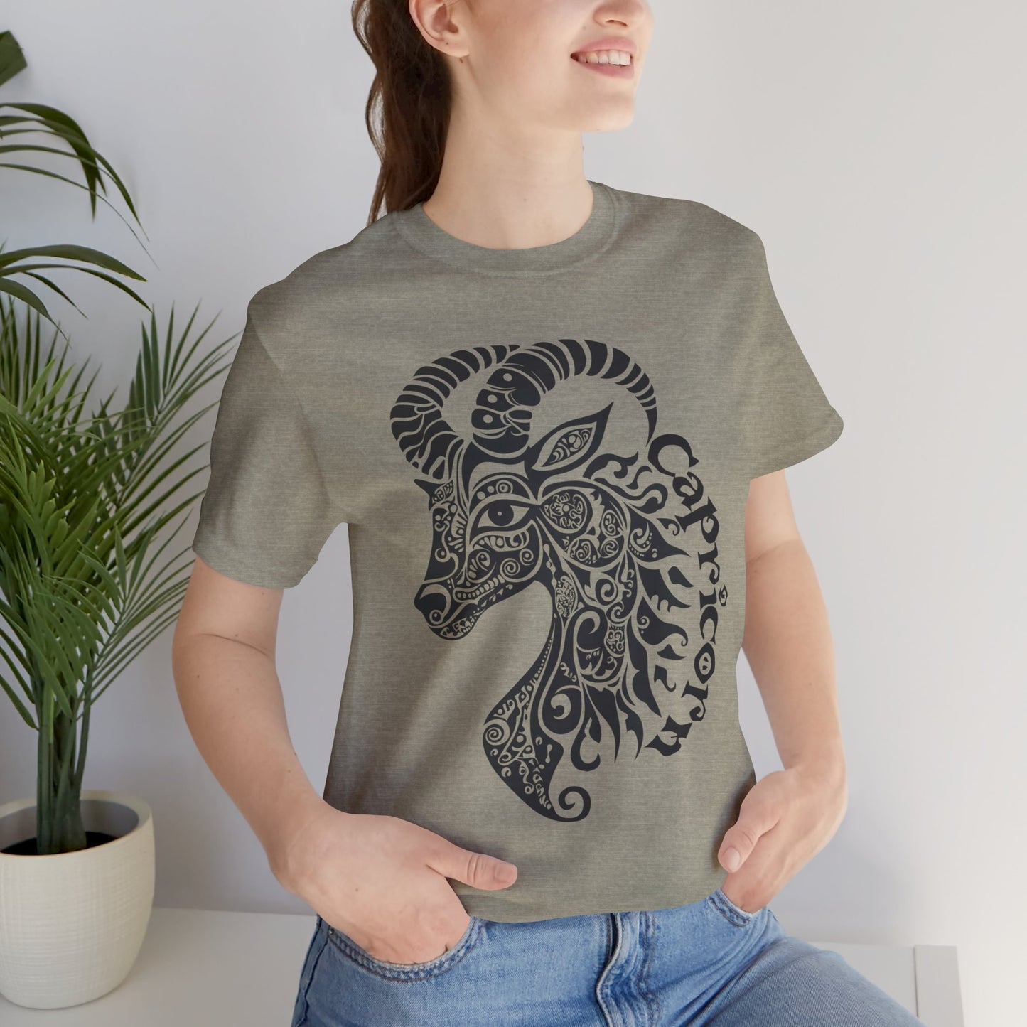 Capricorn with black graphic Unisex Jersey Short Sleeve Tee