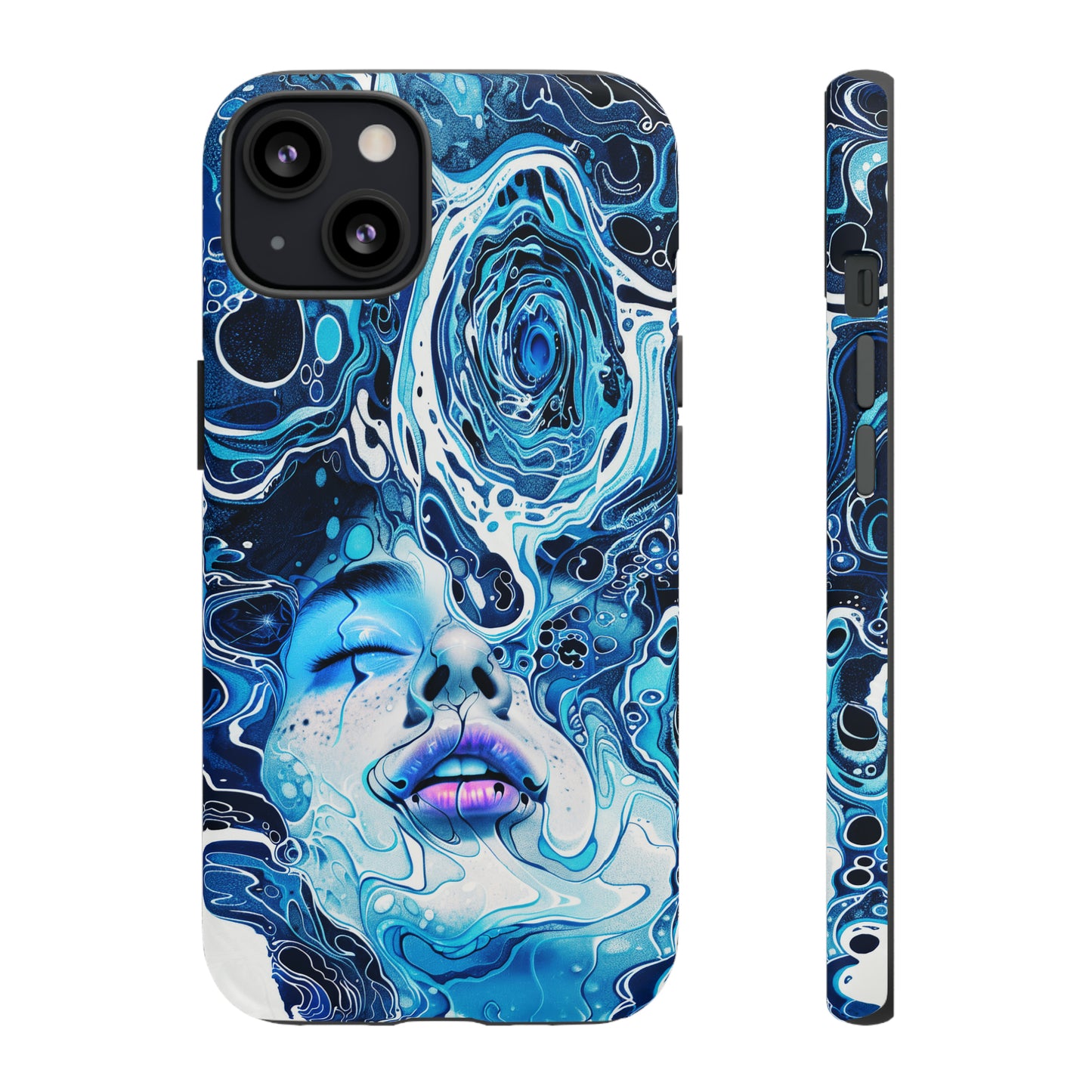 Phone Case, whimsical water fantasy design, blue woman in water, Artistic design, Tough Case, , iPhone 15, 14, 13, 12, 11, Samsung, Pixel