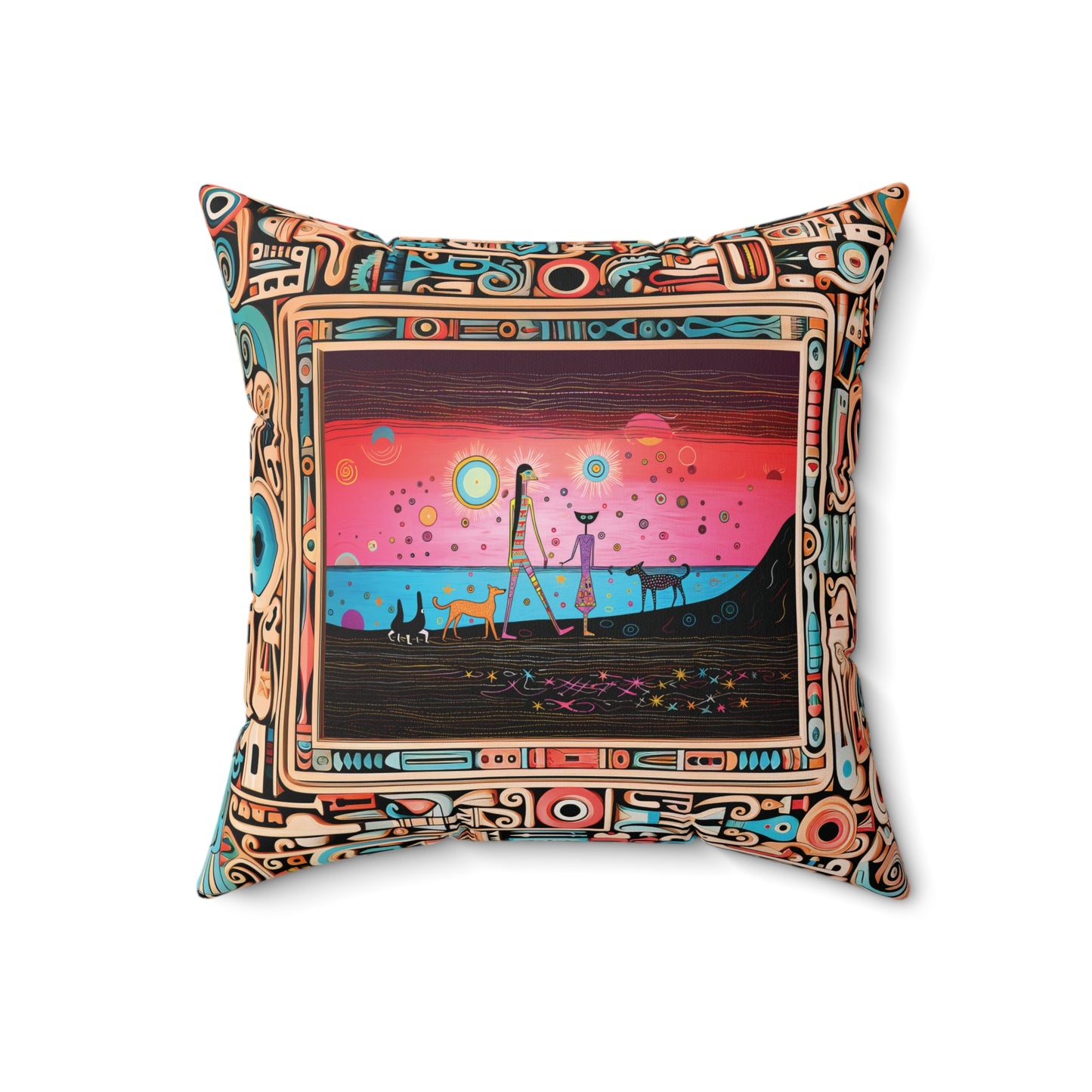 Black Sand Beach Square Pillow