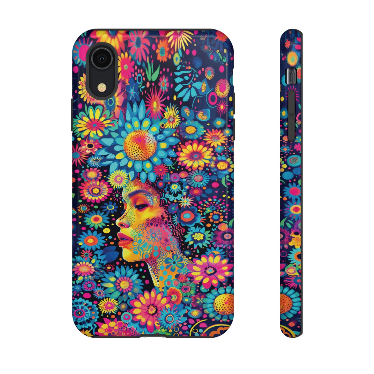 Phone Case, whimsical flower girl, Artistic design, Tough Case, Colorful flower fantasy design, iPhone 15, 14, 13, 12, 11, Samsung, Pixel