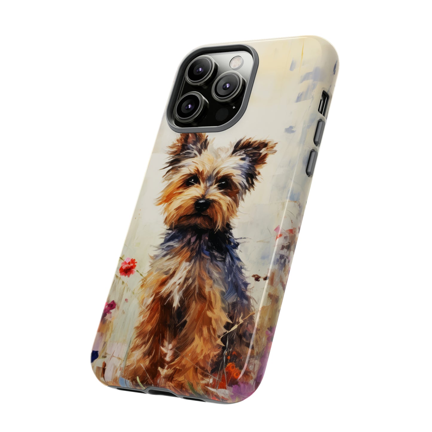 Yorkie in flowers Tough Cases