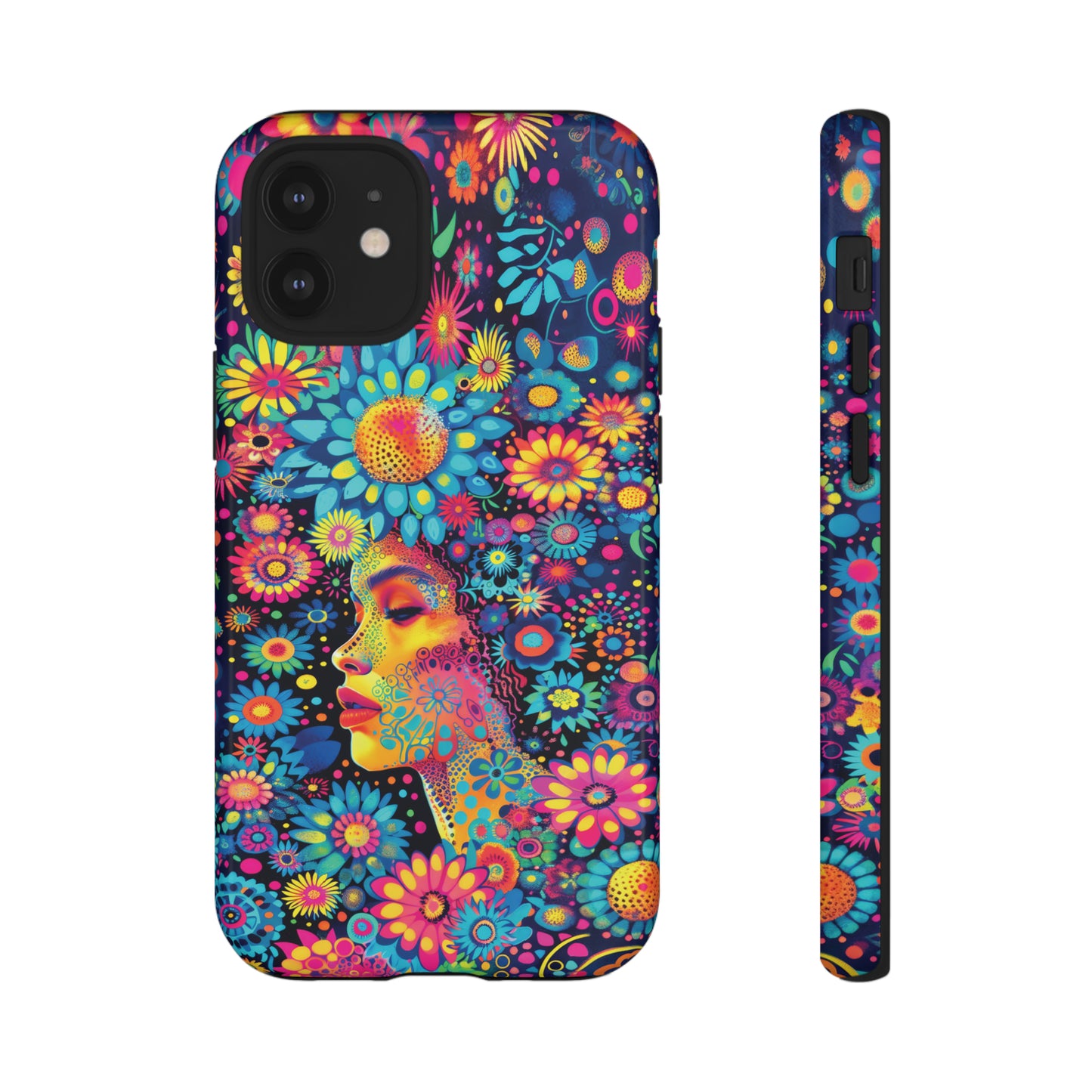 Phone Case, whimsical flower girl, Artistic design, Tough Case, Colorful flower fantasy design, iPhone 15, 14, 13, 12, 11, Samsung, Pixel