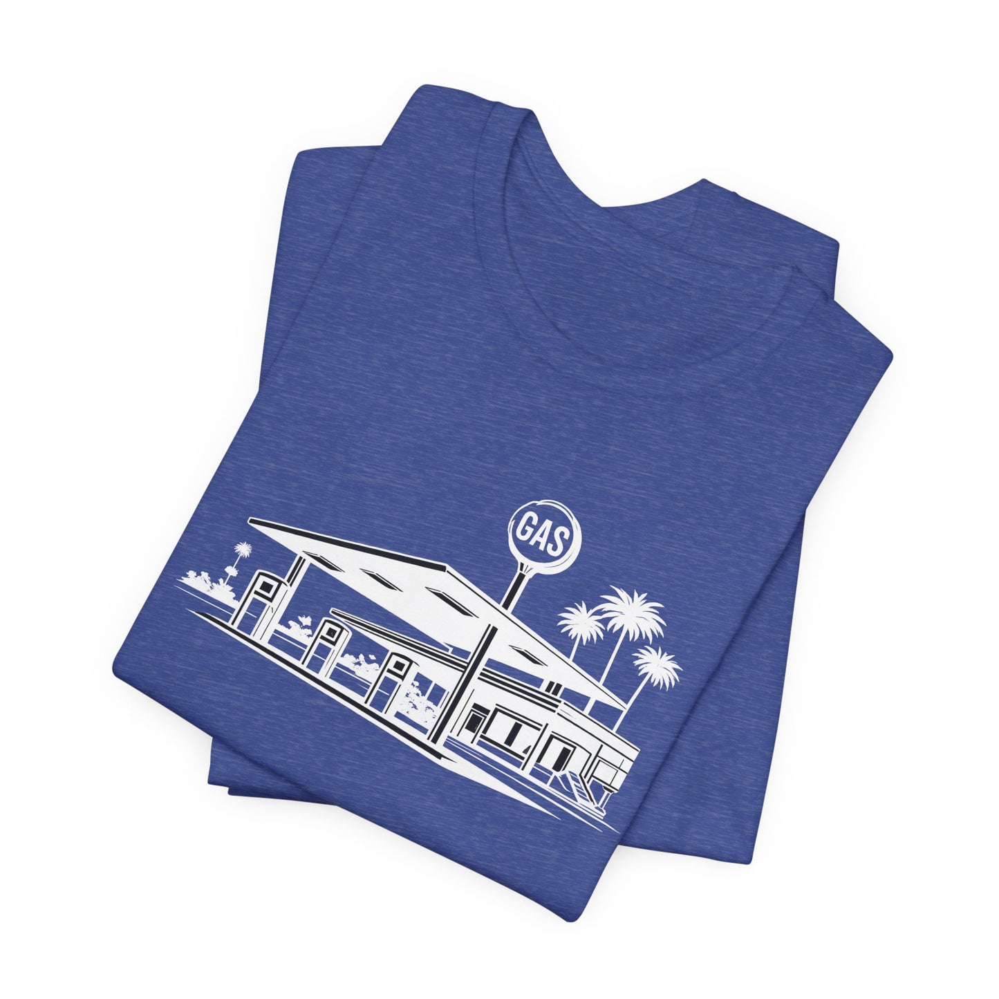 Mid Century Gas Station Graphic Tee, Icons of Mid Century series — Retro Desert Pump Illustration T-Shirt, Palm Springs Modern