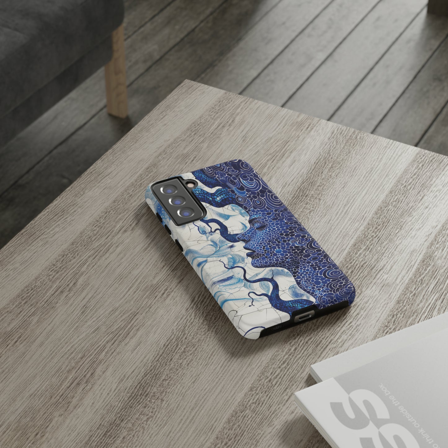 Phone Case, blue woman Artistic design, Tough Case, Colorful whimsical fantasy design, iPhone 15, 14, 13, 12, 11, Samsung, Pixel