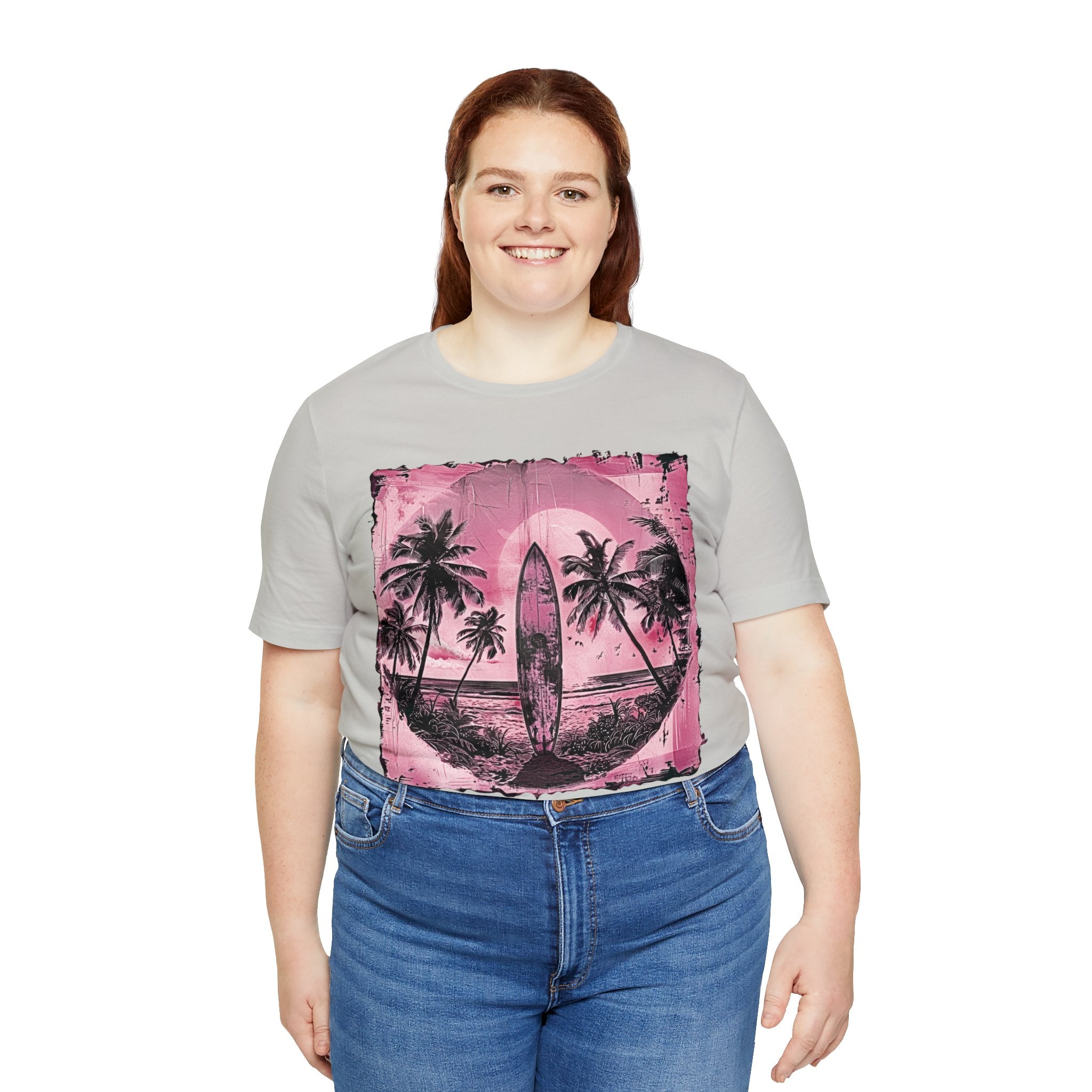 Pink vintage surfboard Unisex Jersey Short Sleeve Tee