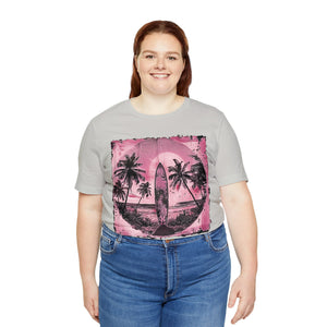 Pink vintage surfboard Unisex Jersey Short Sleeve Tee