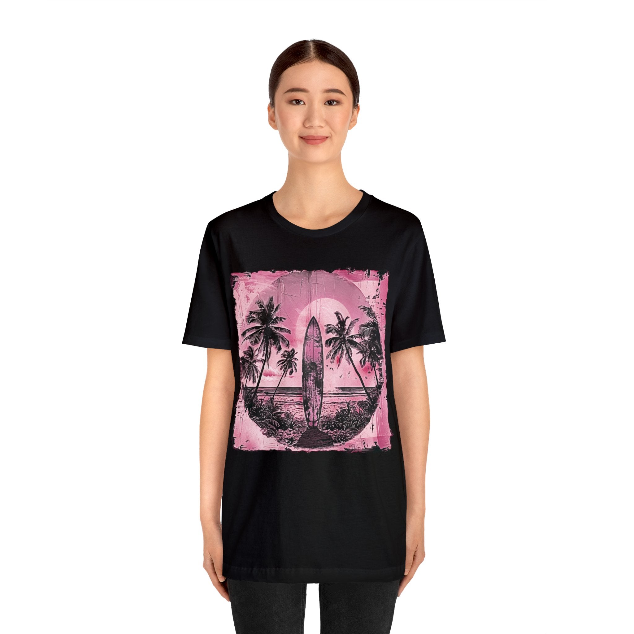 Pink vintage surfboard Unisex Jersey Short Sleeve Tee