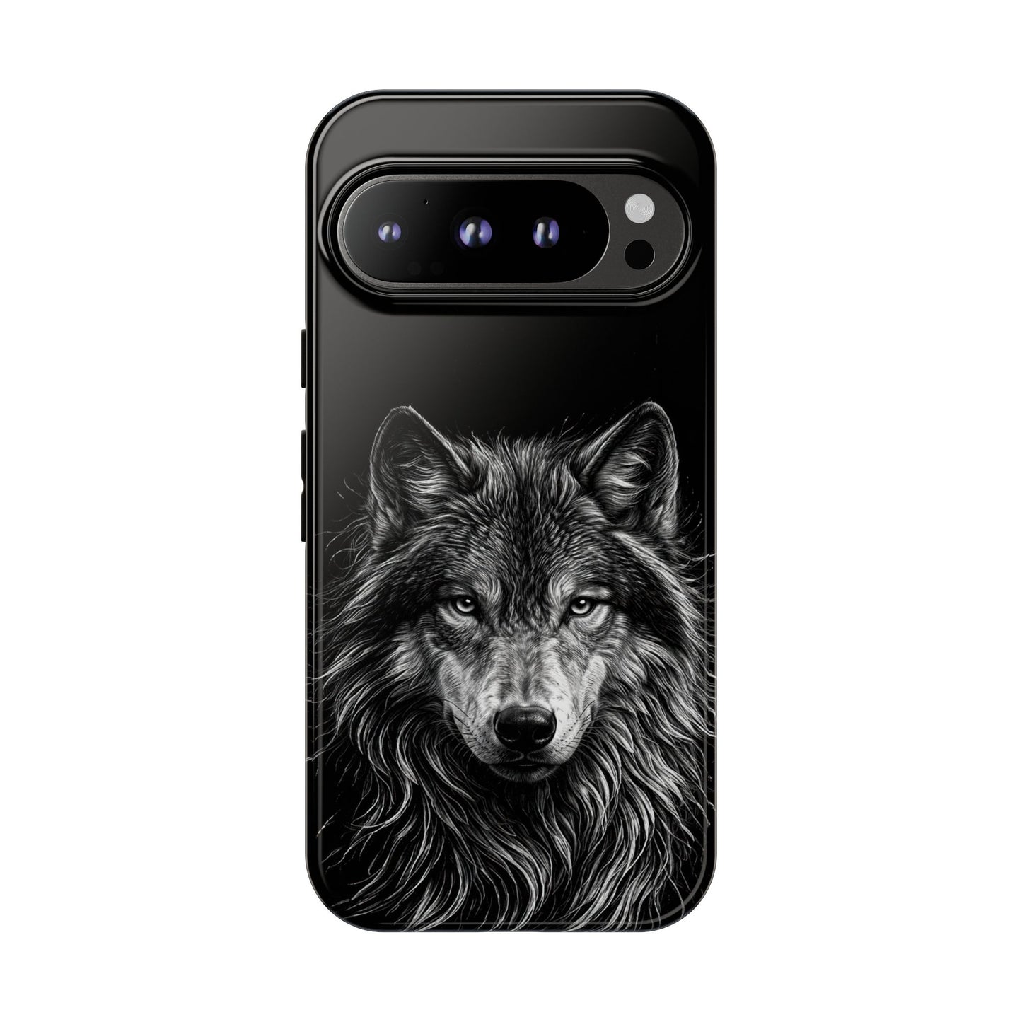 Wolf drawing Phone Case - Tough and Stylish Black Design