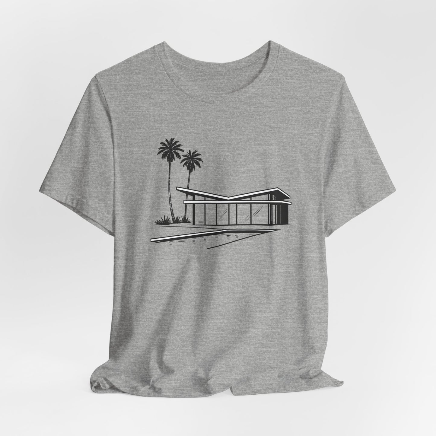 Mid-Century Modern House Tee Mid Century Icons series— Palm Tree Architectural Graphic Shirt, Mid Century modern, Palm Springs