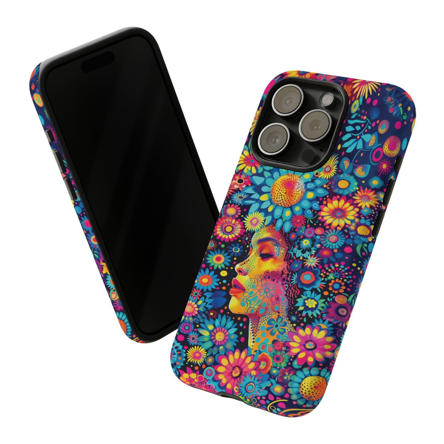 Phone Case, whimsical flower girl, Artistic design, Tough Case, Colorful flower fantasy design, iPhone 15, 14, 13, 12, 11, Samsung, Pixel