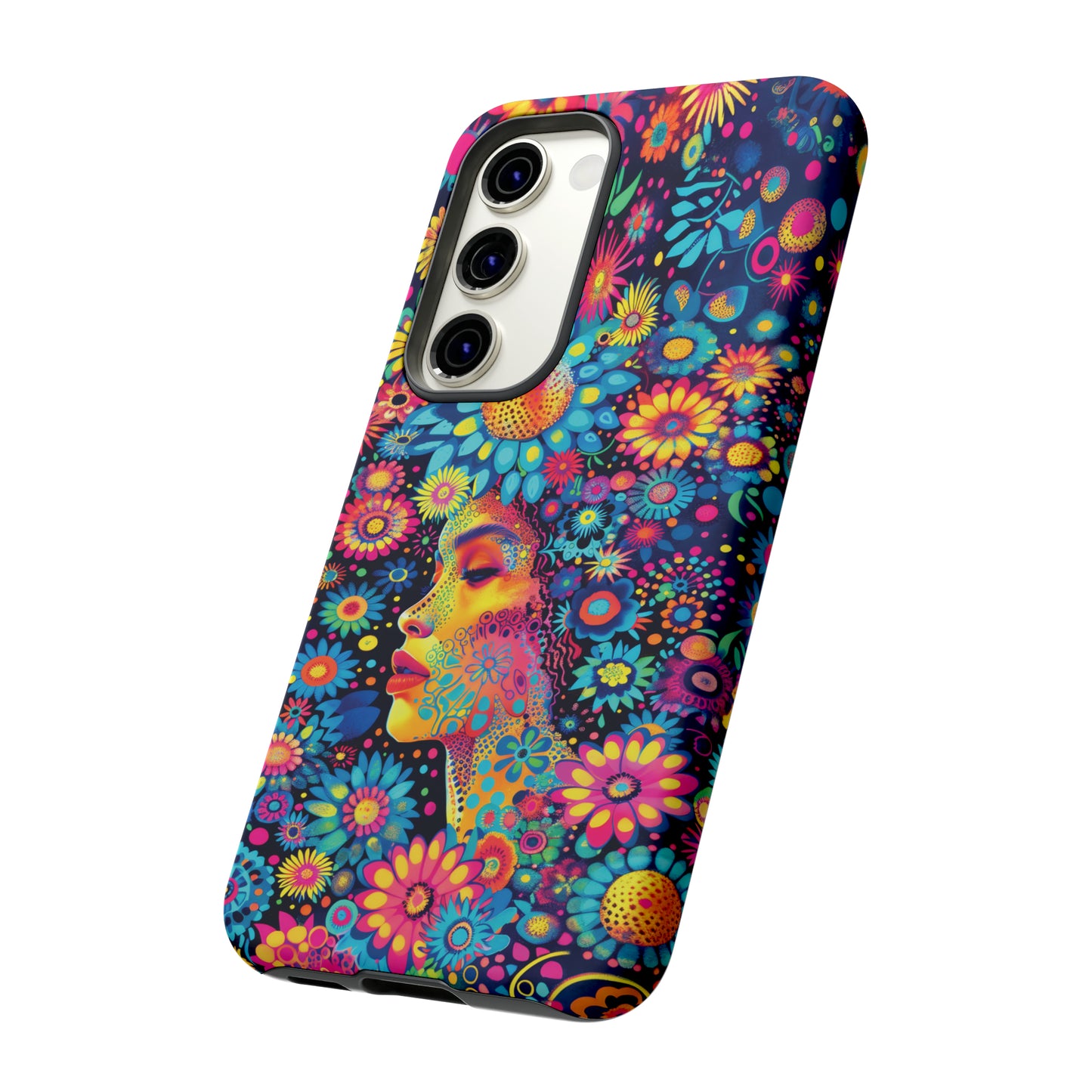 Phone Case, whimsical flower girl, Artistic design, Tough Case, Colorful flower fantasy design, iPhone 15, 14, 13, 12, 11, Samsung, Pixel