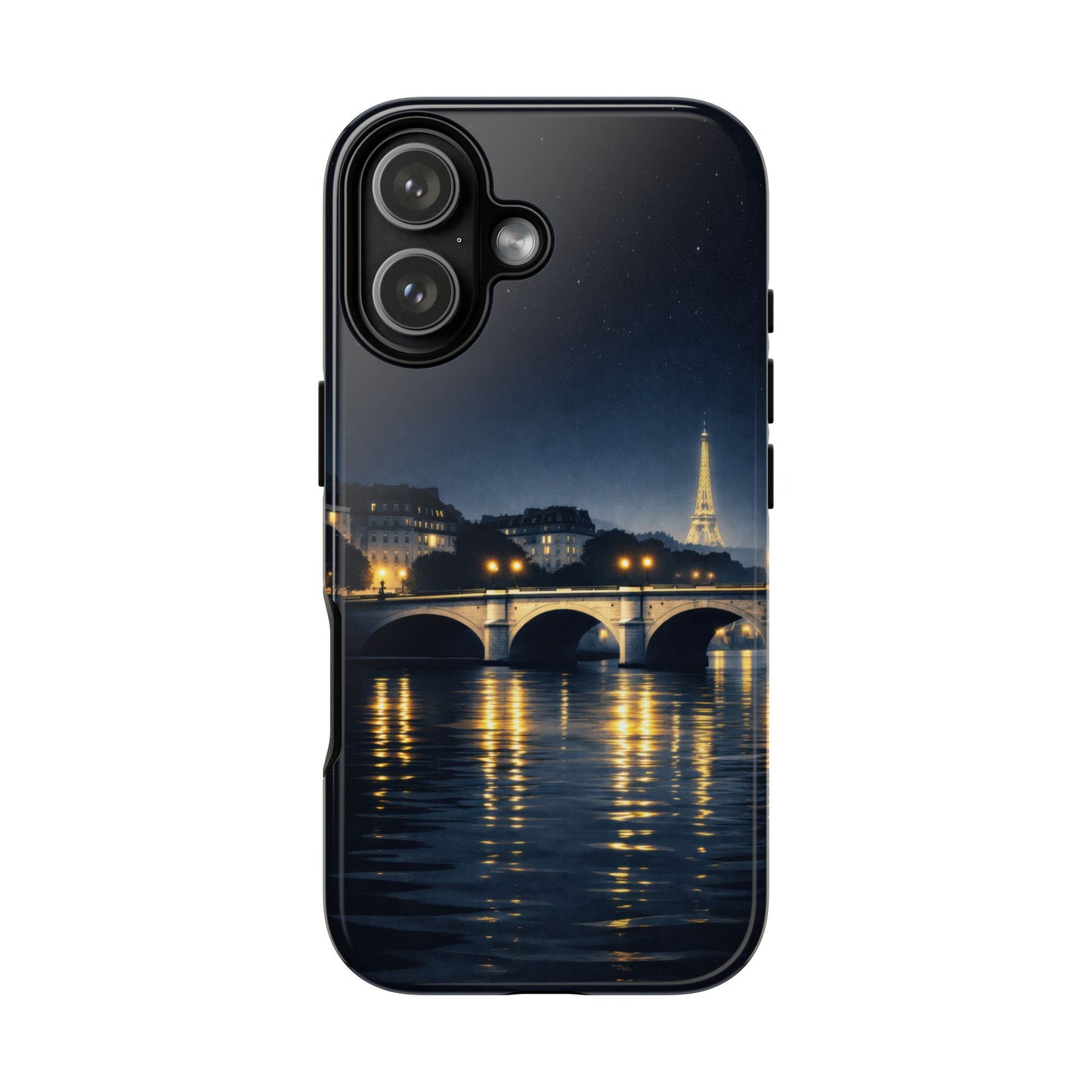 Paris Night Skyline Tough Phone Case — Eiffel Tower Reflections