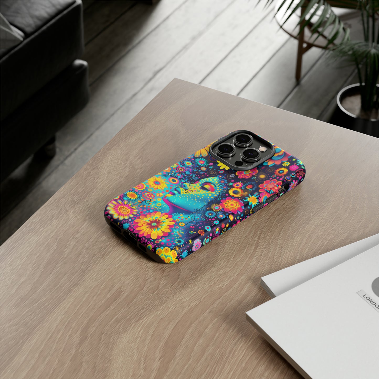 Phone Case, flower girl in aqua, Artistic design, Tough Case, Colorful whimsical flower fantasy design, iPhone 15, 14, 13, 12, 11, Samsung, Pixel