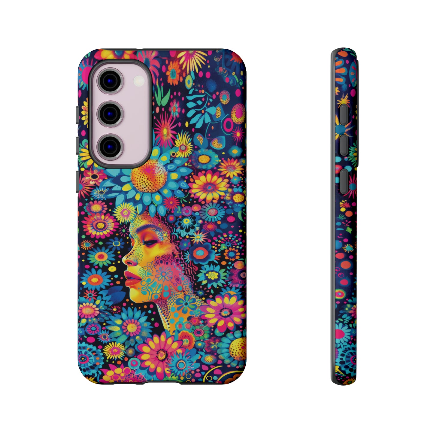 Phone Case, whimsical flower girl, Artistic design, Tough Case, Colorful flower fantasy design, iPhone 15, 14, 13, 12, 11, Samsung, Pixel