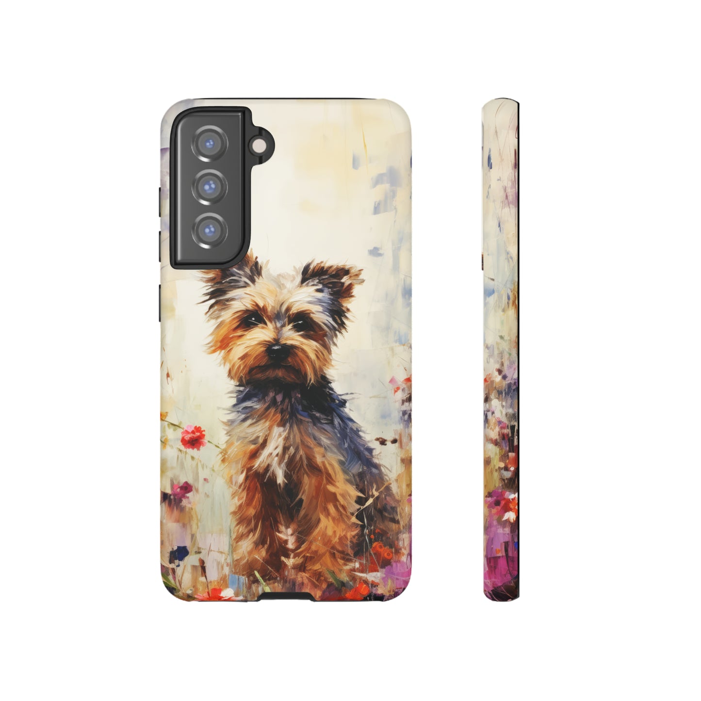 Yorkie in flowers Tough Cases