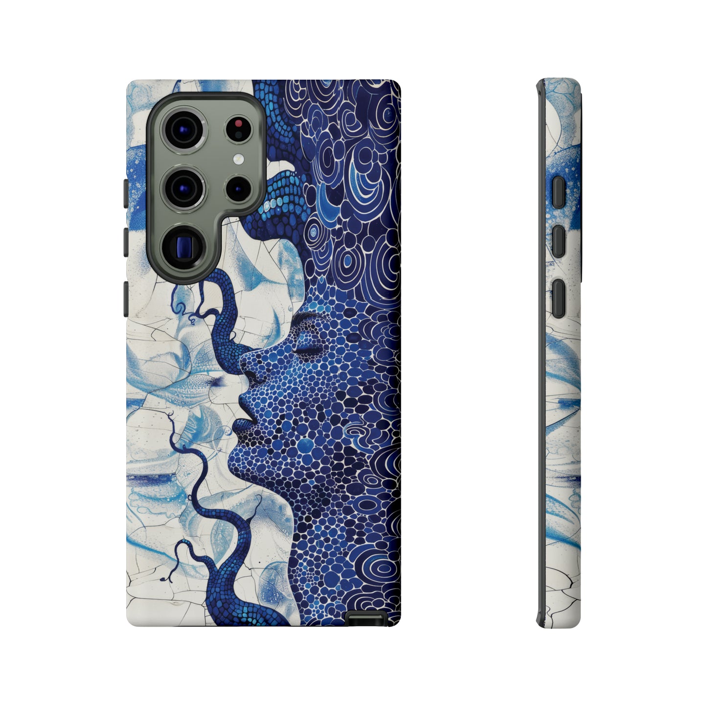 Phone Case, blue woman Artistic design, Tough Case, Colorful whimsical fantasy design, iPhone 15, 14, 13, 12, 11, Samsung, Pixel