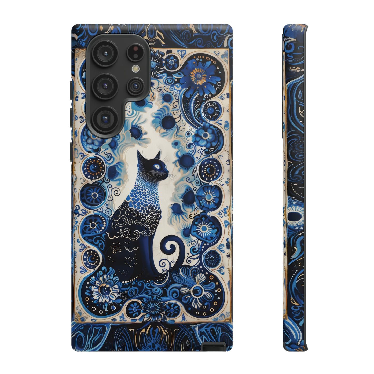 Black cat in frame Tough Cases